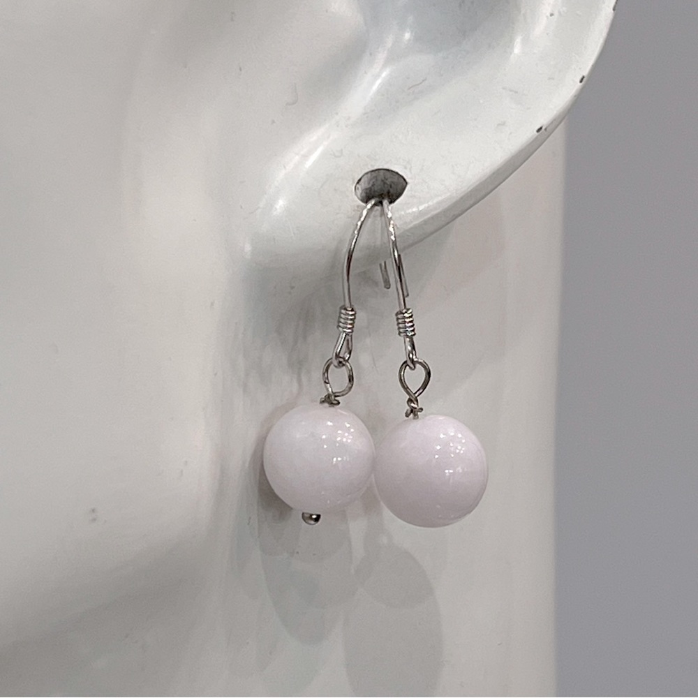 Burmese White Jade Sterling Silver Station Bracelet & Drop Earrings - Picture 10 of 11